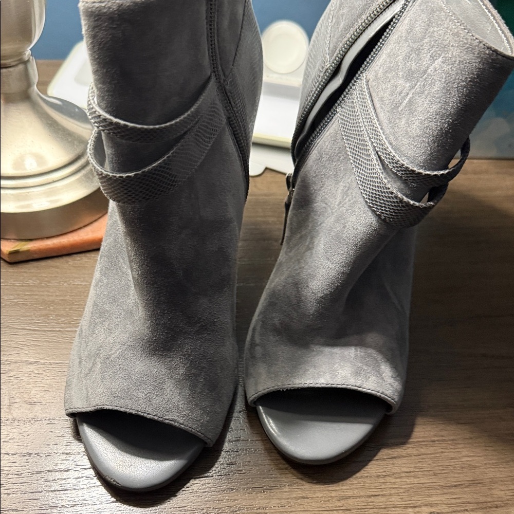 White House Black Market Gray Heeled Boots
